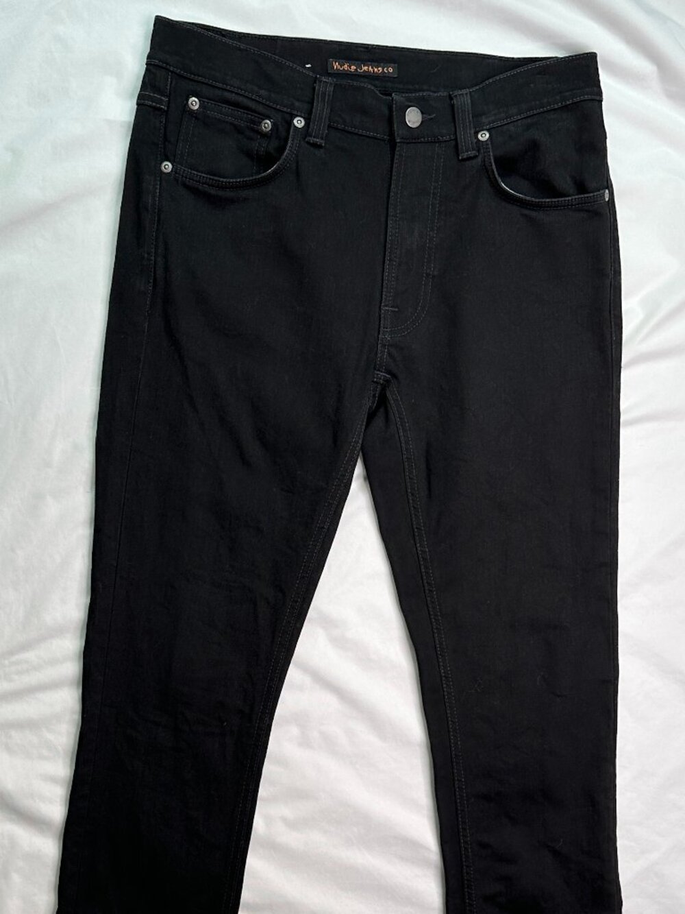 Nudie Jeans Mens 31 Black Denim Lean Dean Slim Tapered Organic Cotton Size 31x27